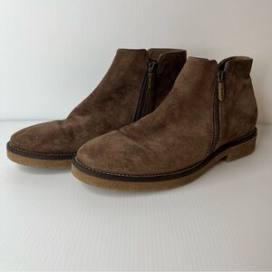 Women’s Brown Suede Ankle Booties with Side Zip